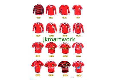 Wrexham FC Retro Shirts Wall Art Print